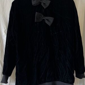 Vintage Bodalia black velour ruffled sweater with bows